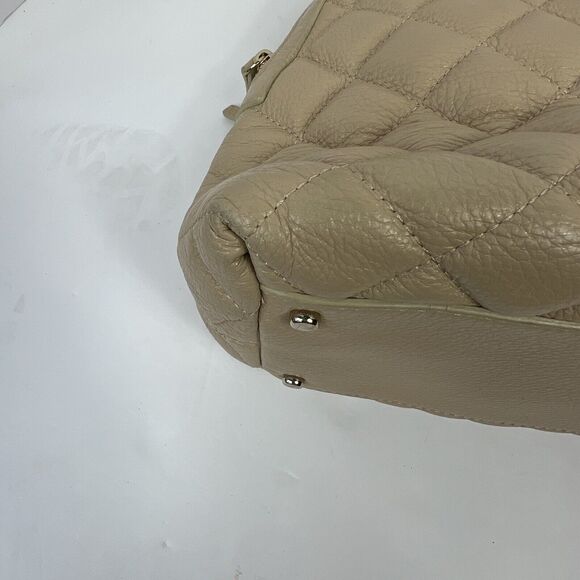 Kate Spade Georgina Gold coast Tan Cream Quilted Leather Satchel Bag Chain Bag - Picture 13 of 14
